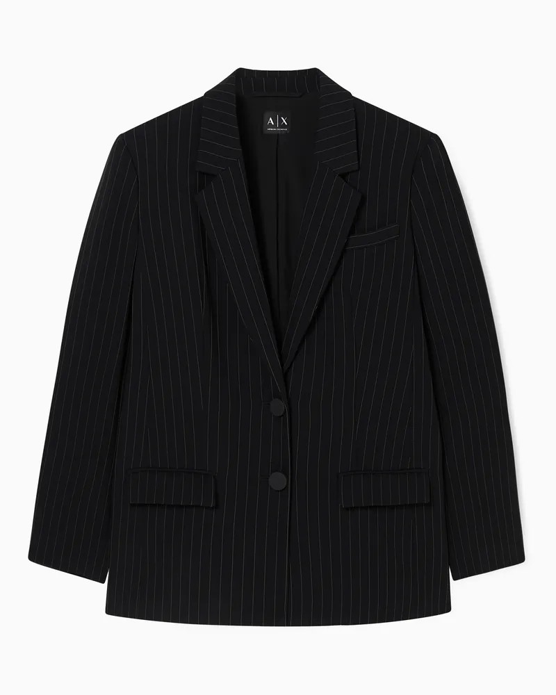 Armani Exchange Nadelstreifen-Stoffjacke Schwarz