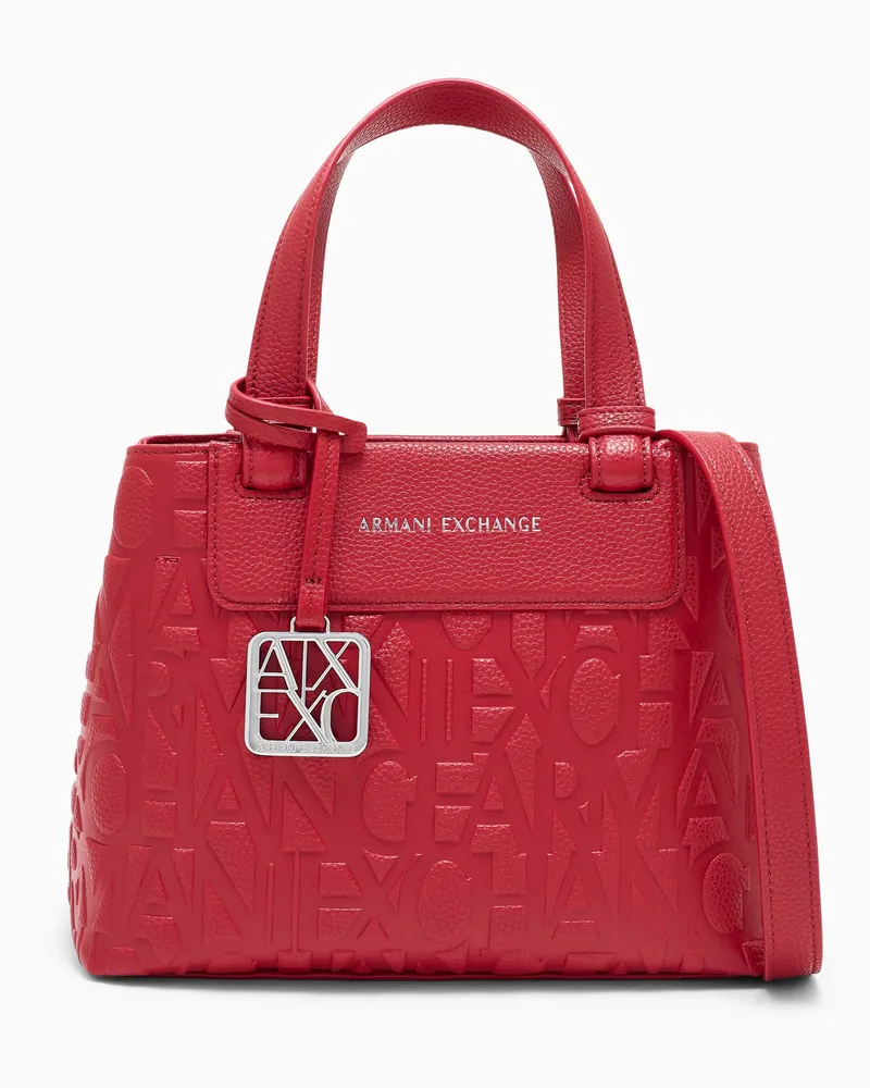 Armani Exchange Tragetasche mit Prägung und abnehmbarem Schulterriemen Rot