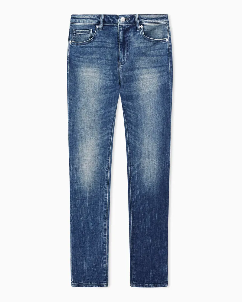 Armani Exchange Superenge Jeans mit Used-Effekt Blau