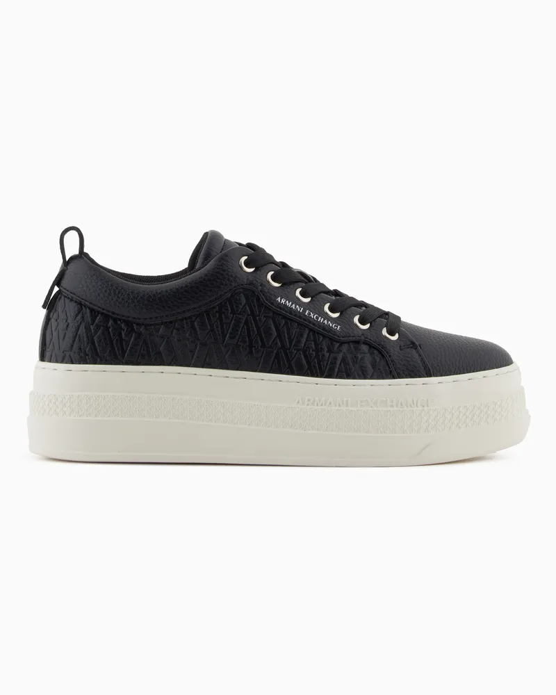 Armani Exchange ALL OVER EMBOSSED LOGO SNEAKERS Schwarz