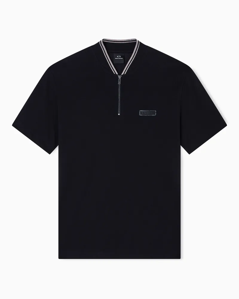 Armani Exchange Piqué-Poloshirt mit Reißverschluss Schwarz