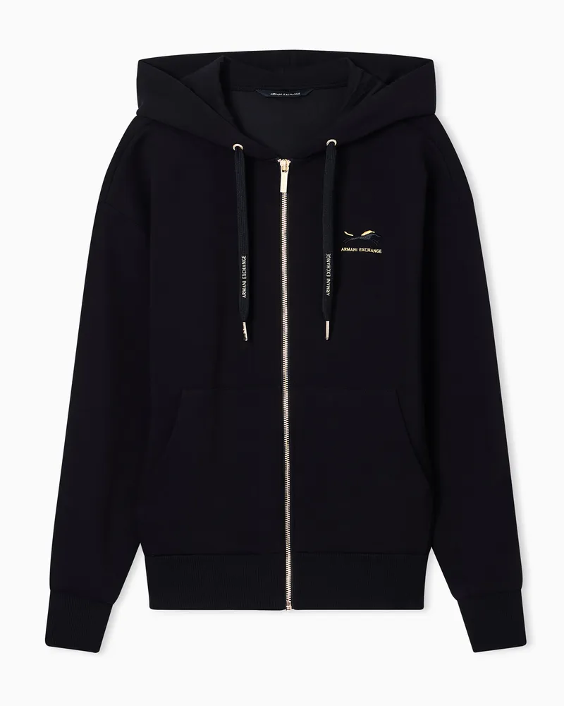 Armani Exchange Zip-up fleece in mixed fabric Schwarz