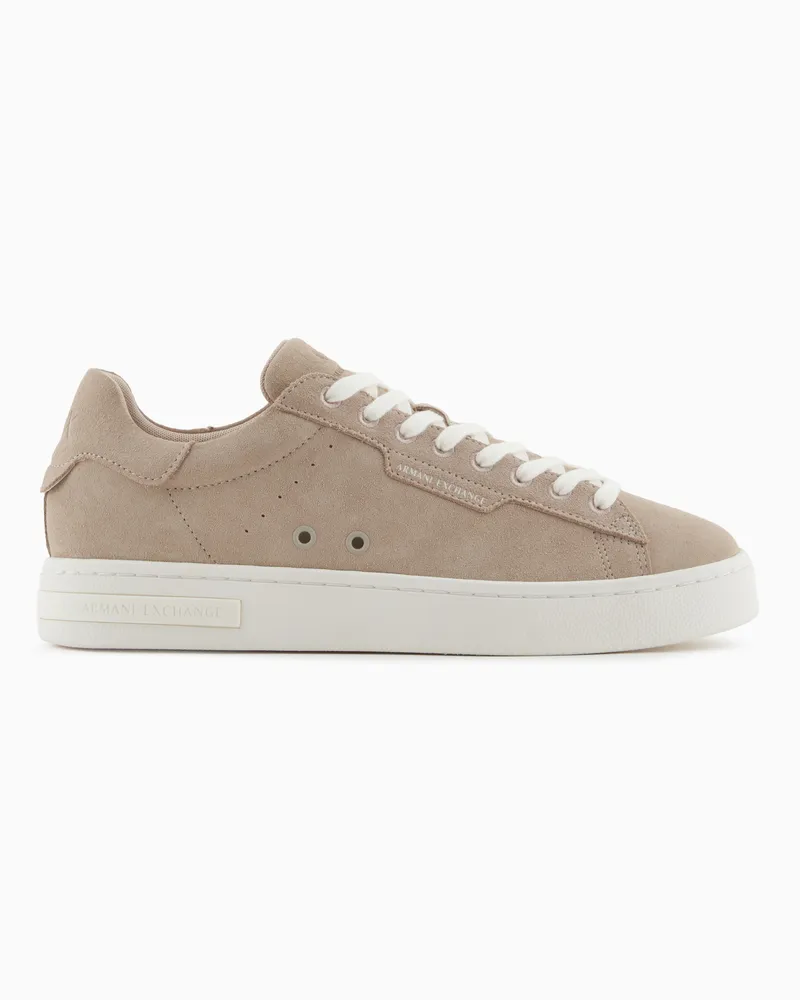 Armani Exchange Leder-Sneakers mit Logo Braun