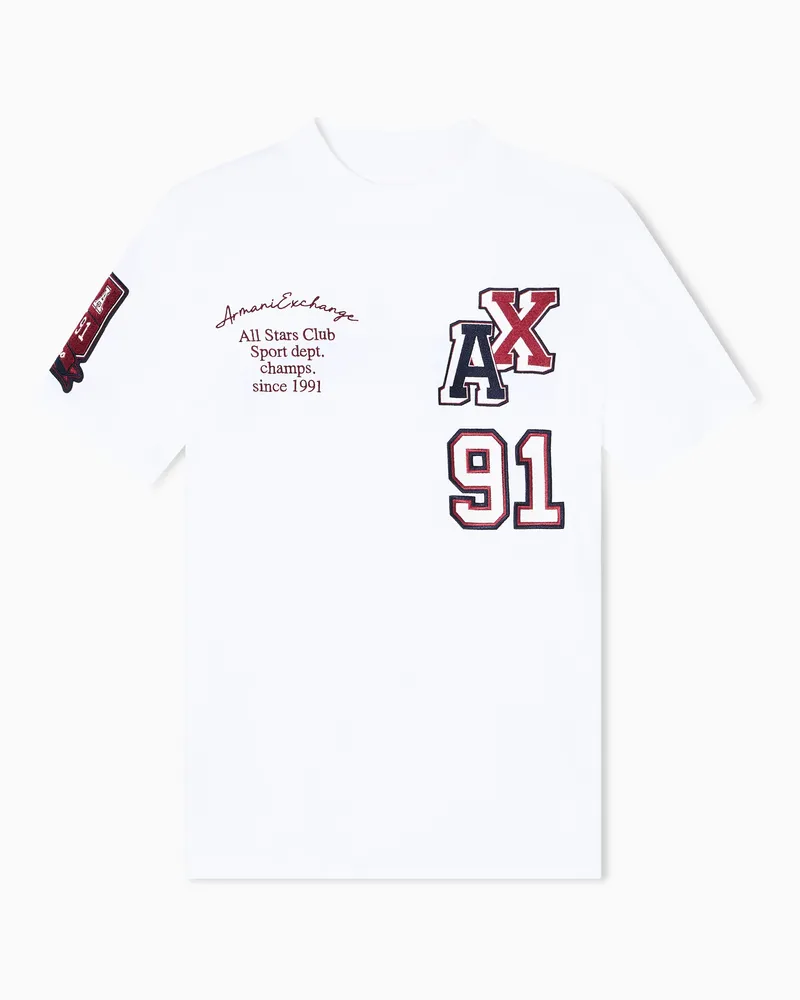Armani Exchange T-Shirt mit mehreren Logos im Regular Fit Weiß