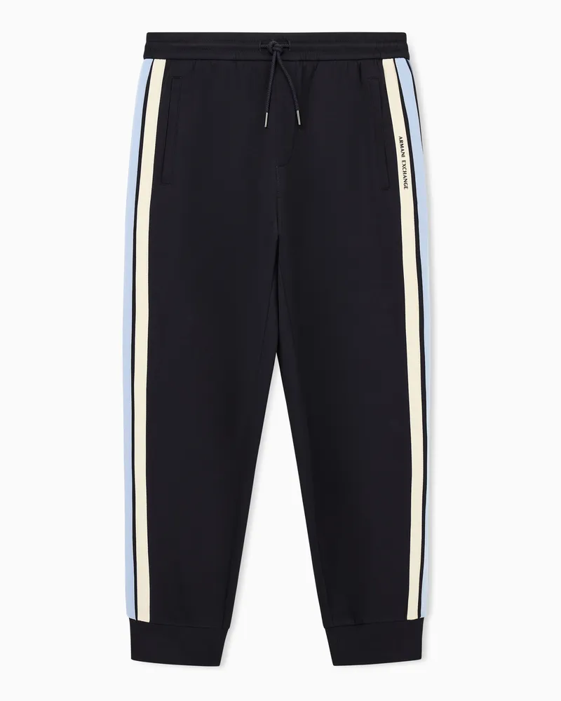 Armani Exchange Structured sweatpants in stretch bonded cotton Marineblau