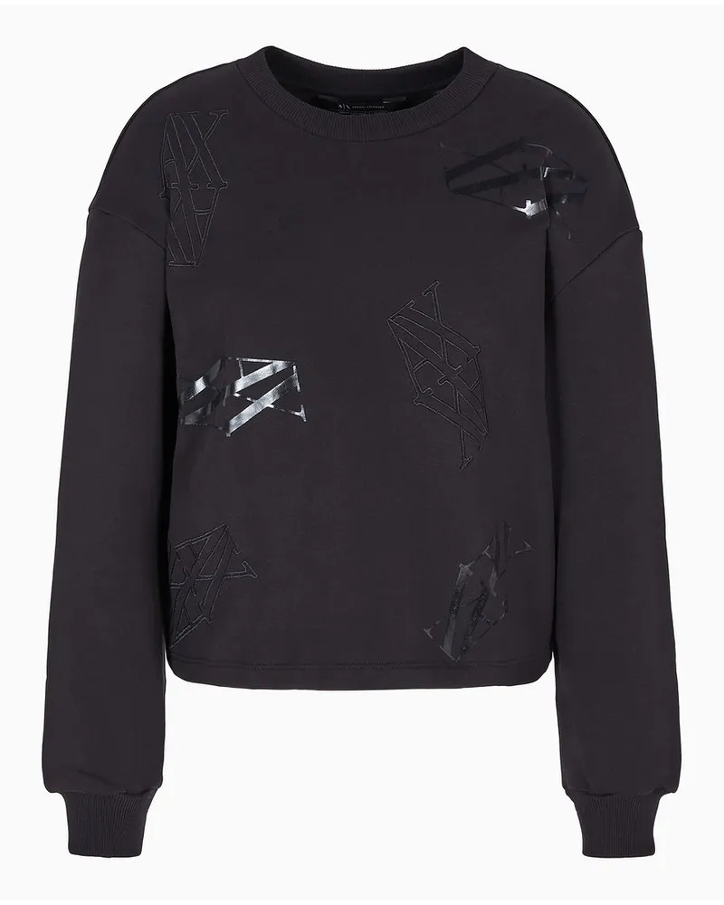 Armani Exchange Sweatshirt mit Rundhalsausschnitt und Monogramm-logo Aus Asv-biobaumwolle Logo