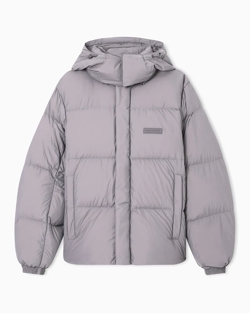 Armani Exchange Gesteppte Daunenjacke mit Kapuze Grau