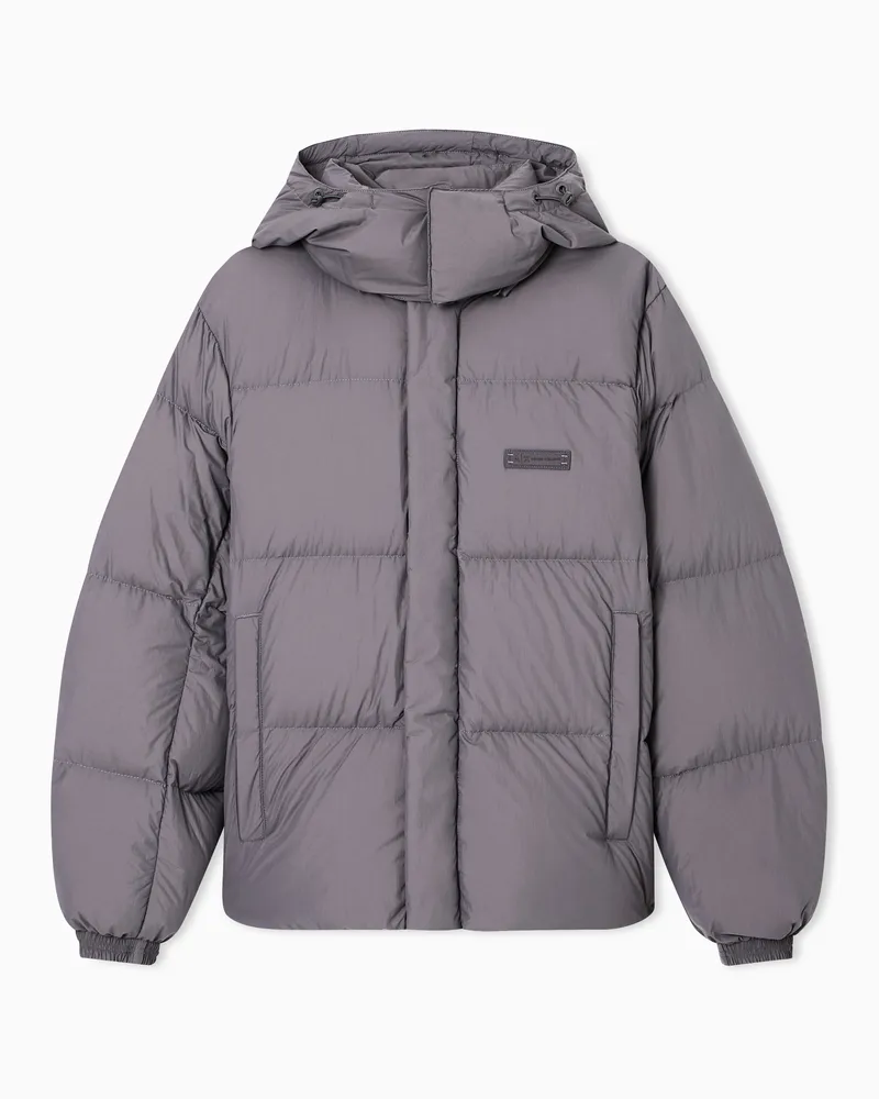 Armani Exchange Gesteppte Daunenjacke mit Kapuze Grau