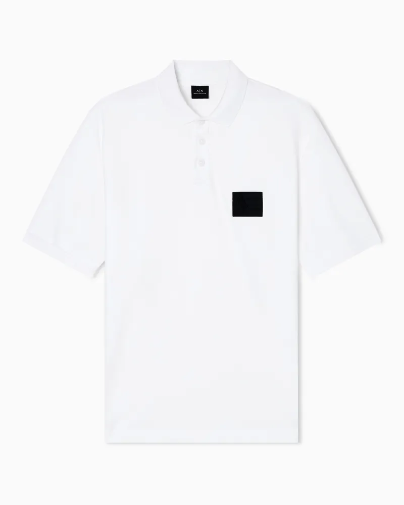Armani Exchange Poloshirt mit normaler Passform und Aufnäher Weiß