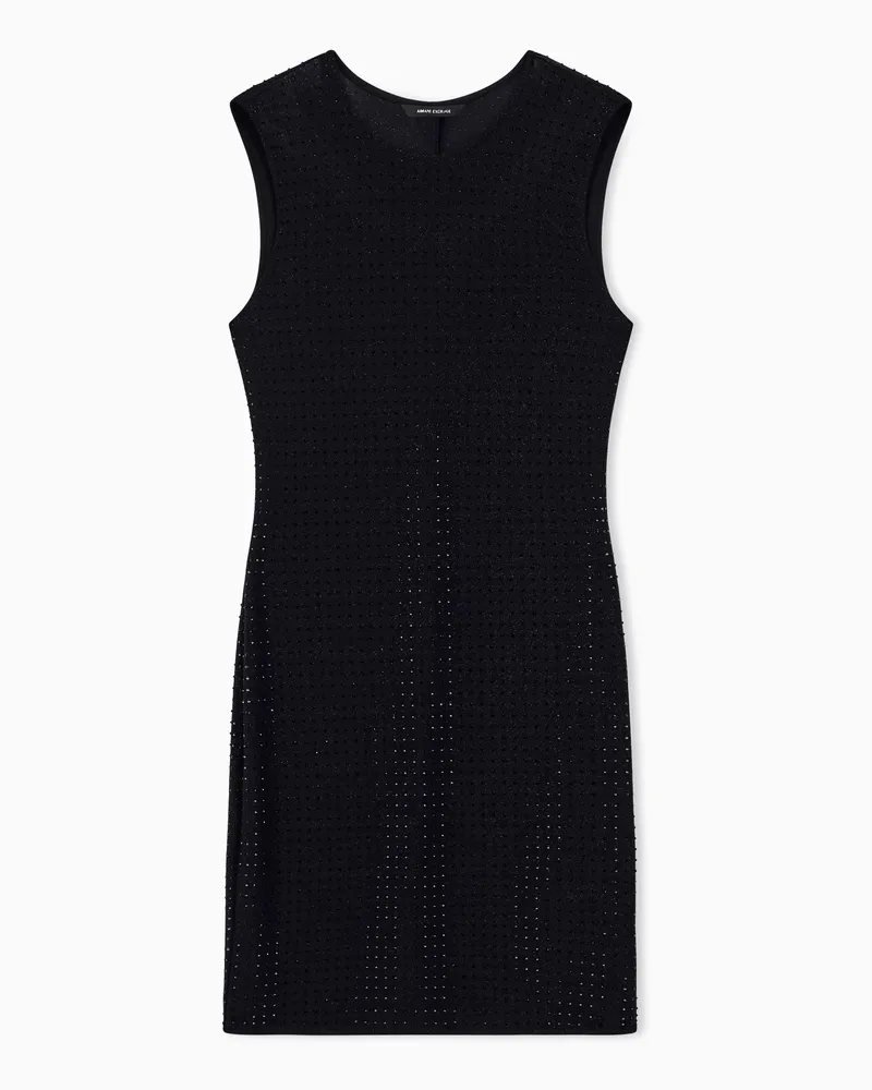 Armani Exchange Ärmelloses Jerseykleid Up For Party mit glitzerndem Strass Schwarz