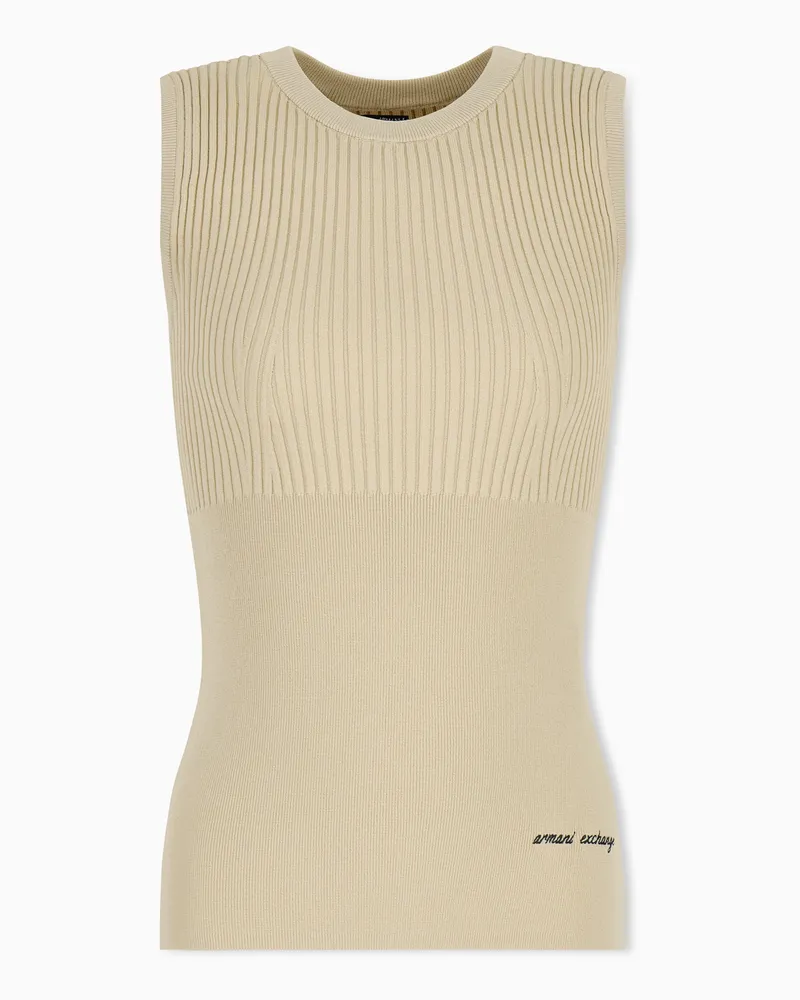 Armani Exchange Stricktop schmal geschnitten aus recycelter Viskose Beige