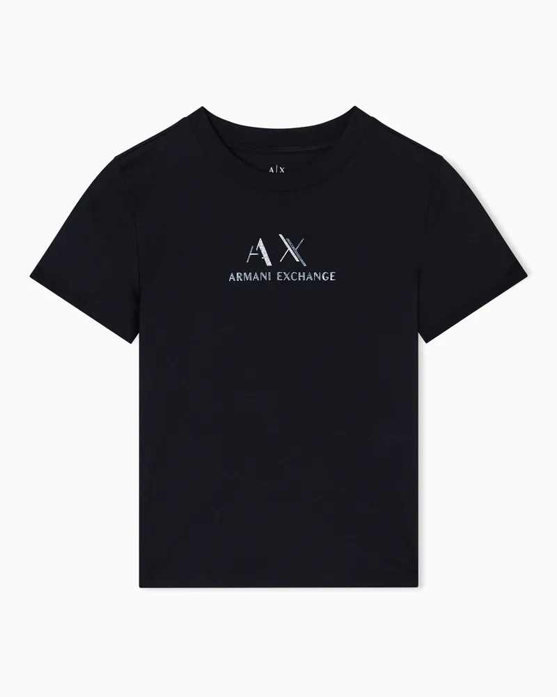 Armani Exchange T-Shirt mit normaler Passform und grafischem Logo Schwarz