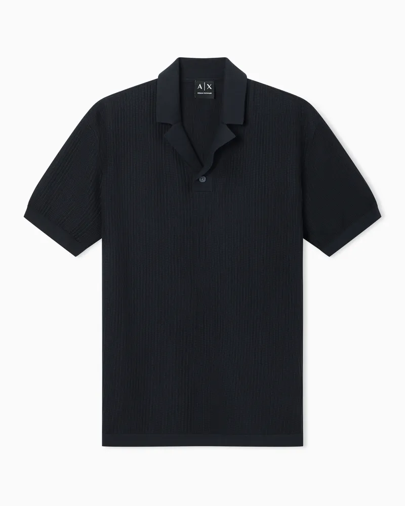 Armani Exchange Gestricktes Poloshirt mit Reverskragen Marineblau