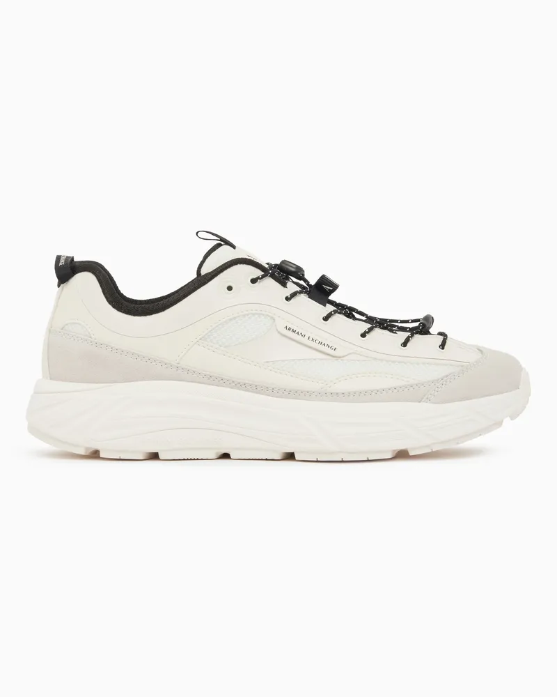 Armani Exchange Sneaker aus Mesh und Wildleder mit markanter Sohle Weiß