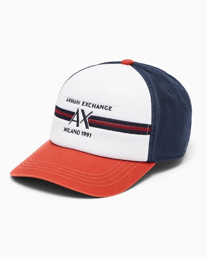 Armani Exchange Baseballkappe aus Baumwolltwill mit verstellbarem Riemen Weiß