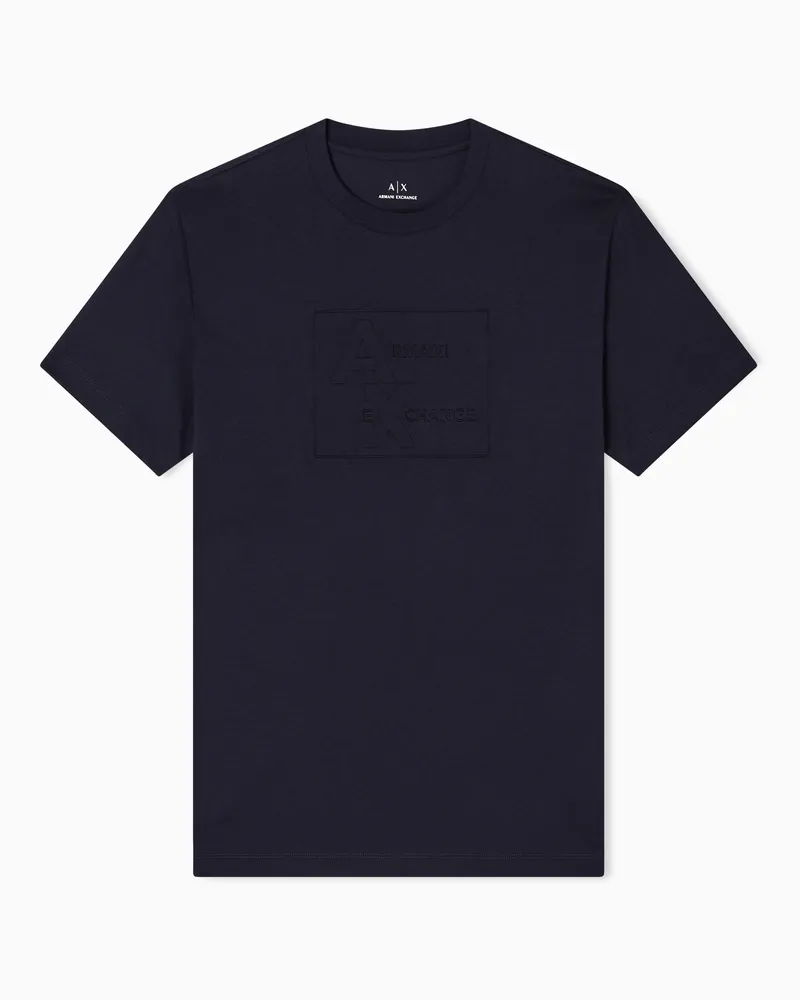 Armani Exchange T-Shirt im Regular Fit mit geprägtem Logo Marineblau