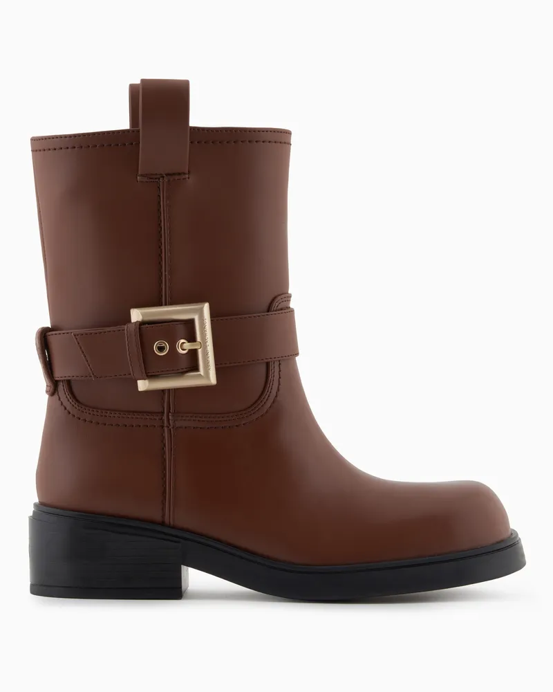 Armani Exchange Stiefelette aus glattem Kunstleder Kamel