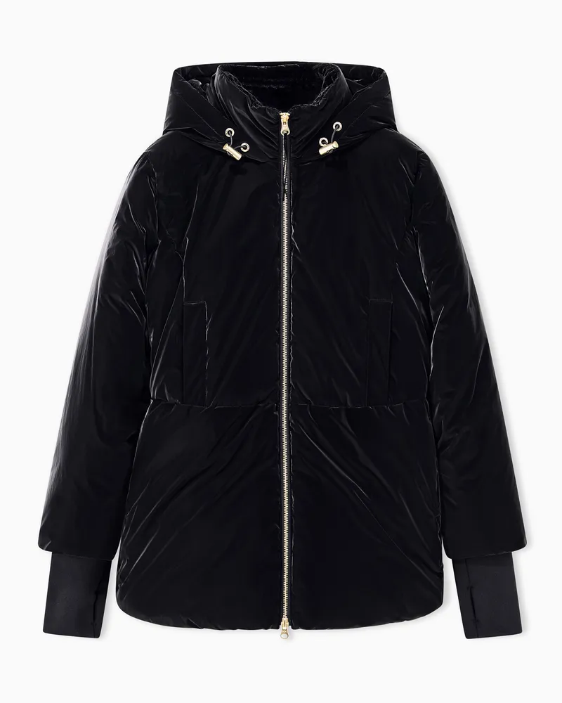 Armani Exchange Blouson Up For Party aus Nylon mit Samteffekt und Kapuze Schwarz