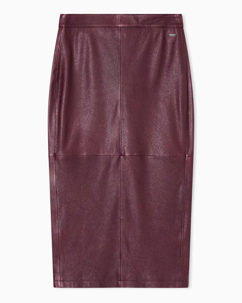 Armani Exchange Longuette-Rock aus Leder Burgunderrot