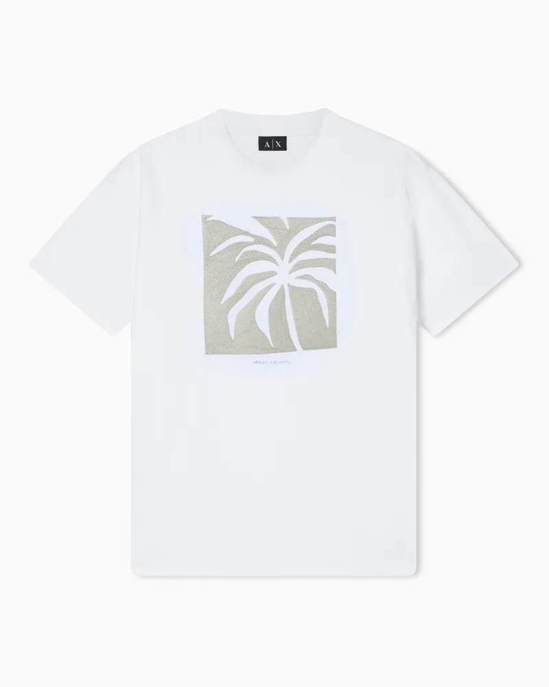Armani Exchange T-Shirt Relaxed Fit in Jersey Weiß