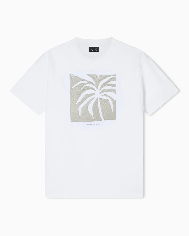 Armani Exchange T-Shirt Relaxed Fit in Jersey Weiß