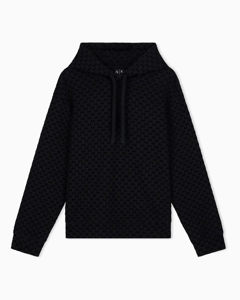 Armani Exchange Sweatshirt Regular Fit aus Baumwolle mit Allover-Muster Schwarz
