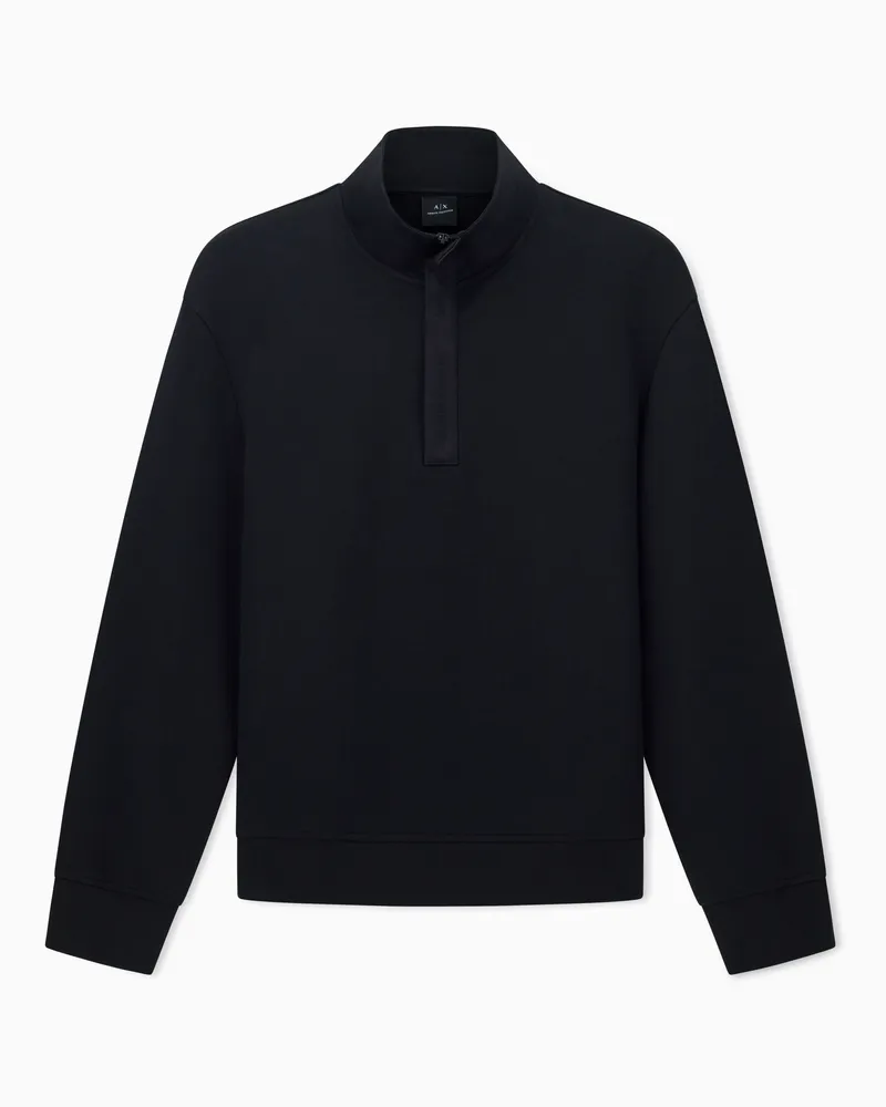 Armani Exchange Sweatshirt mit hohem Kragen und Knöpfen Schwarz