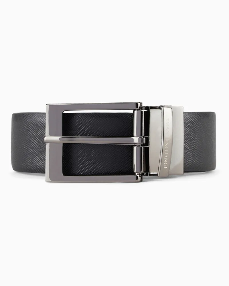 Armani Exchange Wendegürtel aus Leder mit rechteckiger Metallschnalle Schwarz