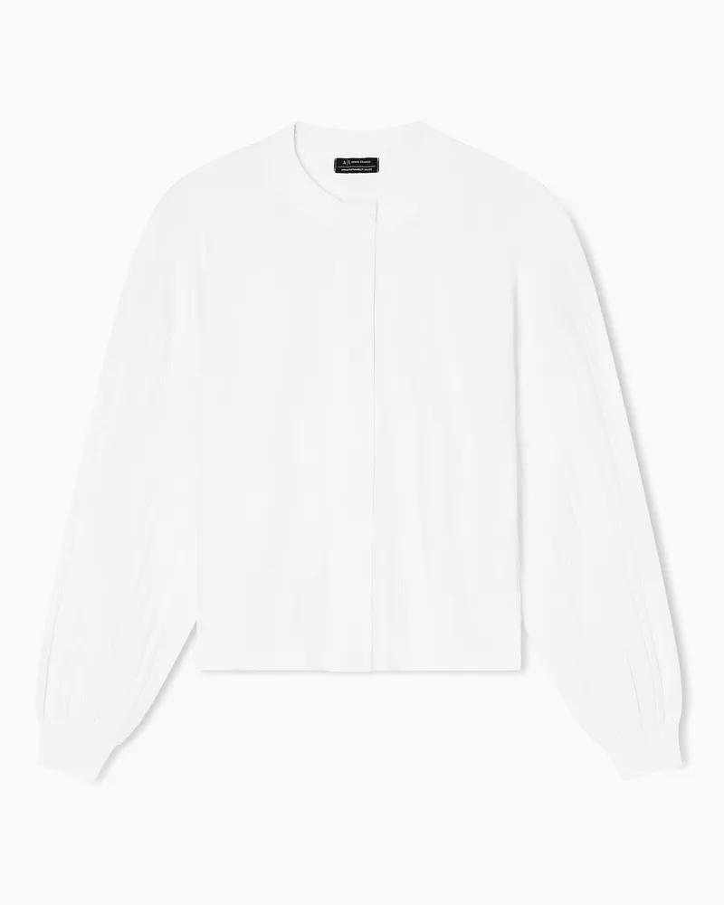 Armani Exchange Strickjacke mit gerippten Ärmeln Weiß