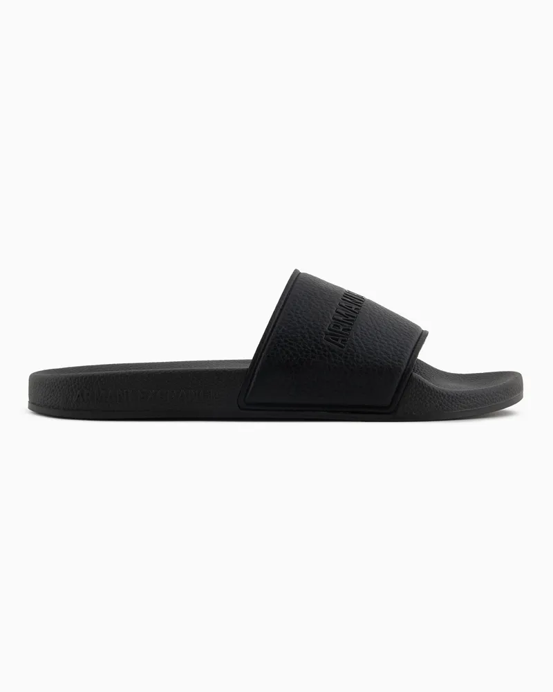 Armani Exchange Slipper mit Logoband Schwarz
