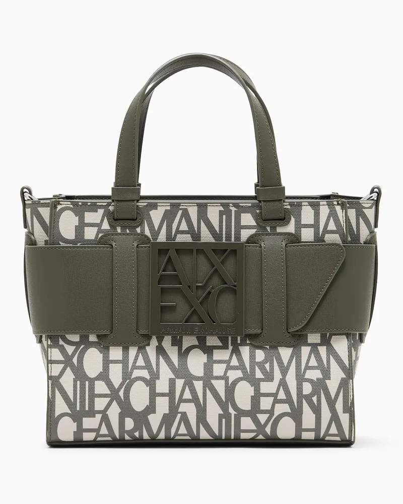 Armani Exchange Mittelgroße Tragetasche mit kontrastierenden Details Grün