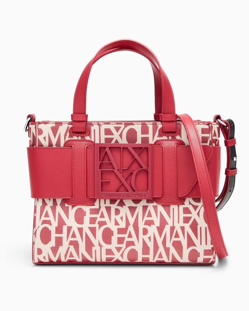Armani Exchange Tragetasche mit Monogramm und abnehmbarem Schulterriemen Rot