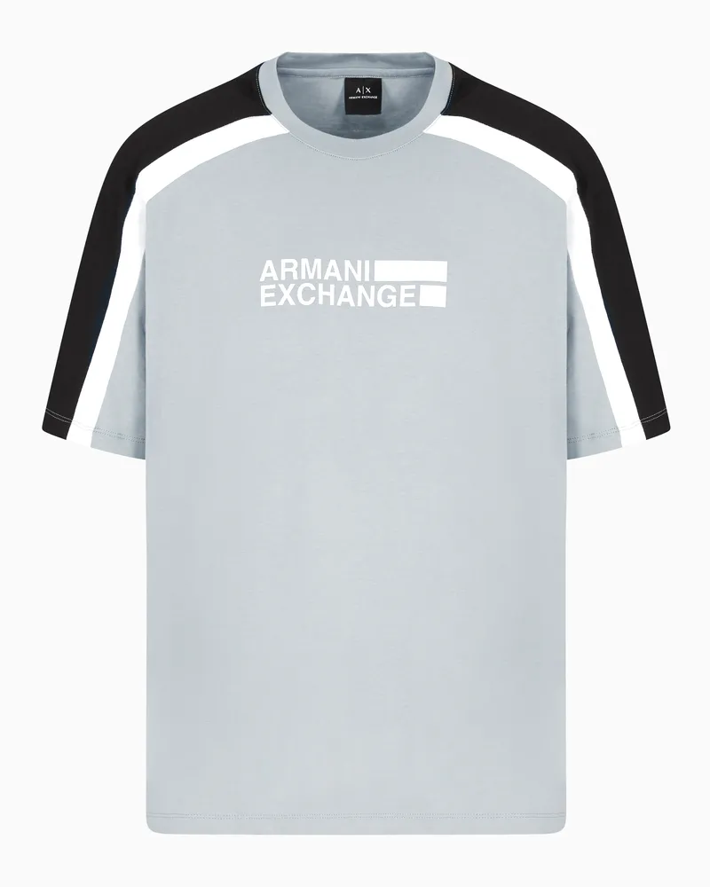Armani Exchange Kurzarm-Sweatshirt mit Kontraststreifen Grau