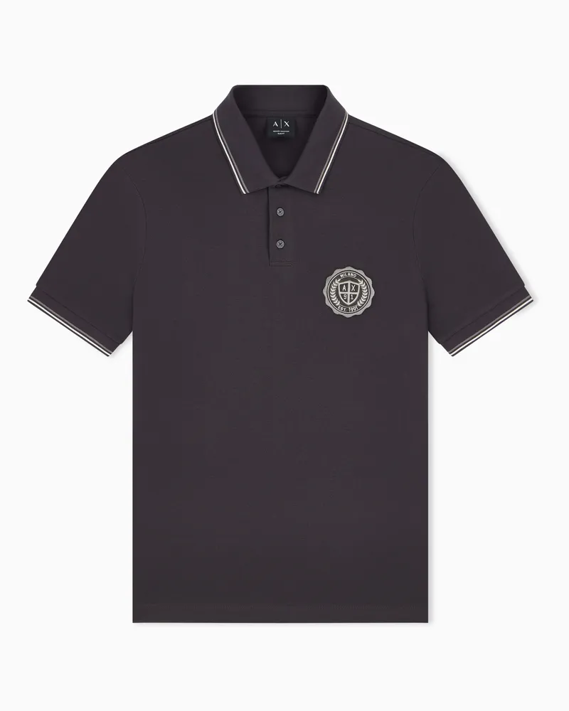 Armani Exchange Poloshirt Crossover aus Baumwollpikee mit Paspel und Patch Braun