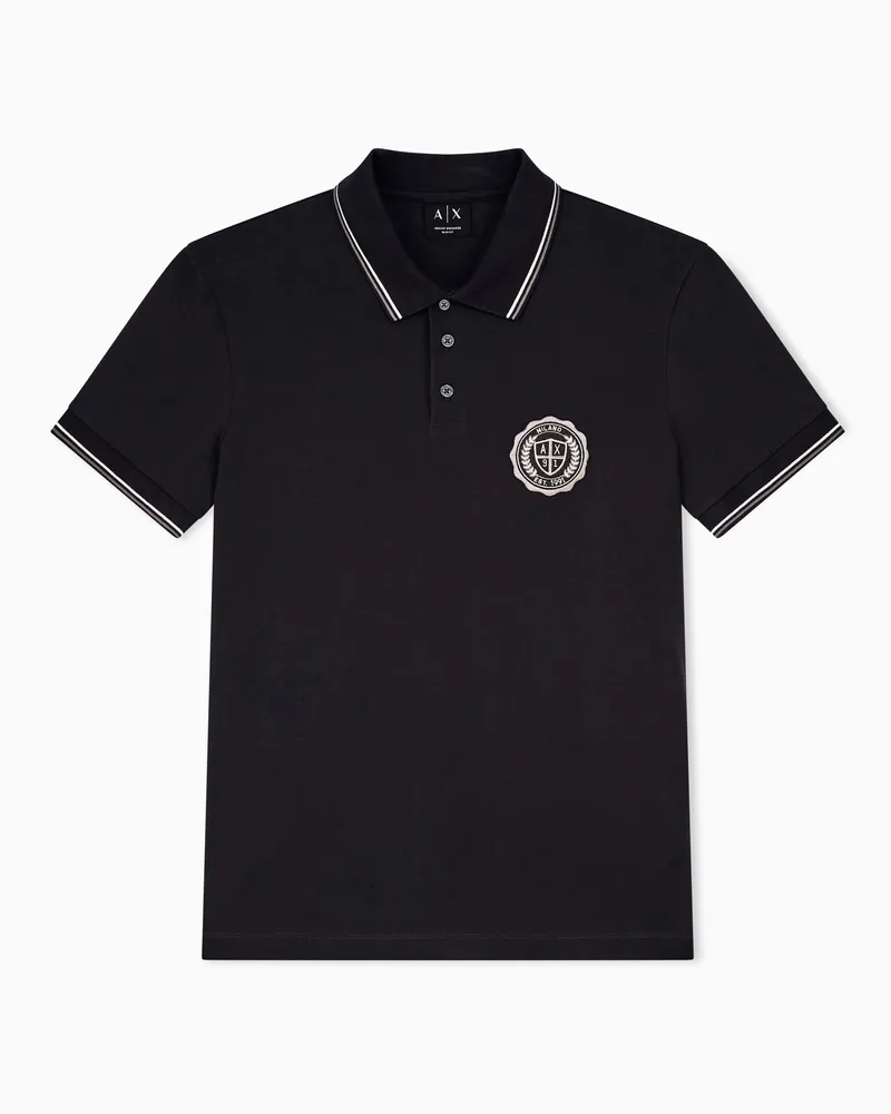 Armani Exchange Poloshirt Crossover aus Baumwollpikee mit Paspel und Patch Braun