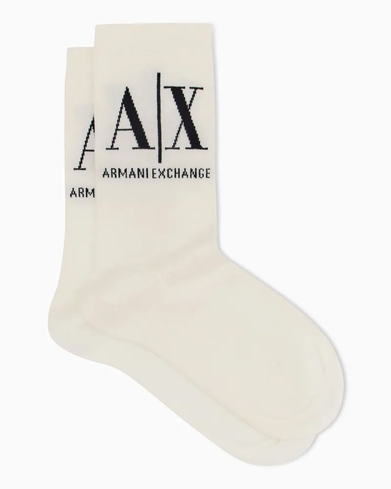 Armani Exchange Kurze Socken mit Logo Weiß