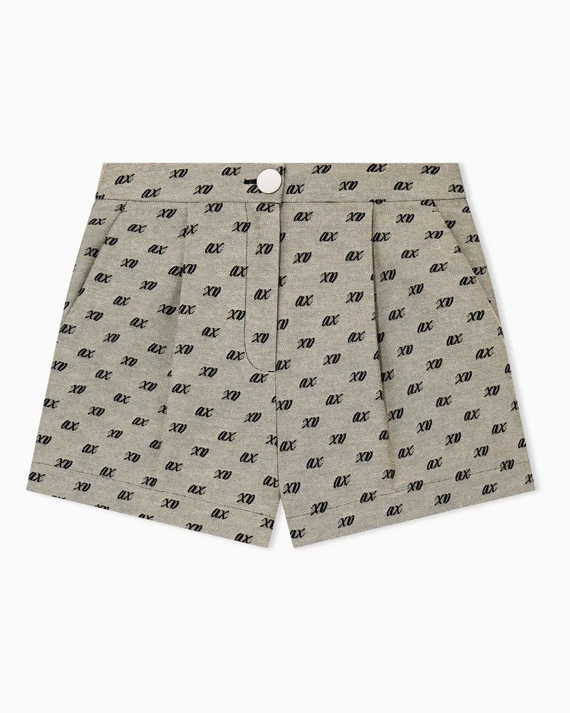 Armani Exchange Shorts aus Jacquard mit Bundfalten und Allover-Muster Beige