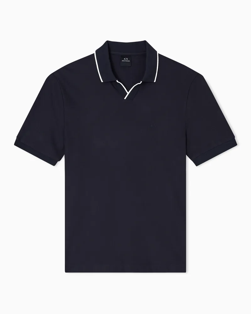 Armani Exchange Poloshirt mit kontrastierenden Profilen Marineblau
