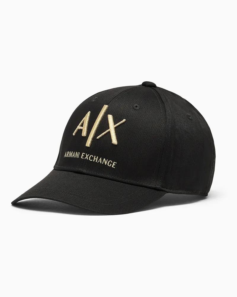 Armani Exchange Baseballkappe aus Baumwolltwill mit verstellbarem Riemen Schwarz