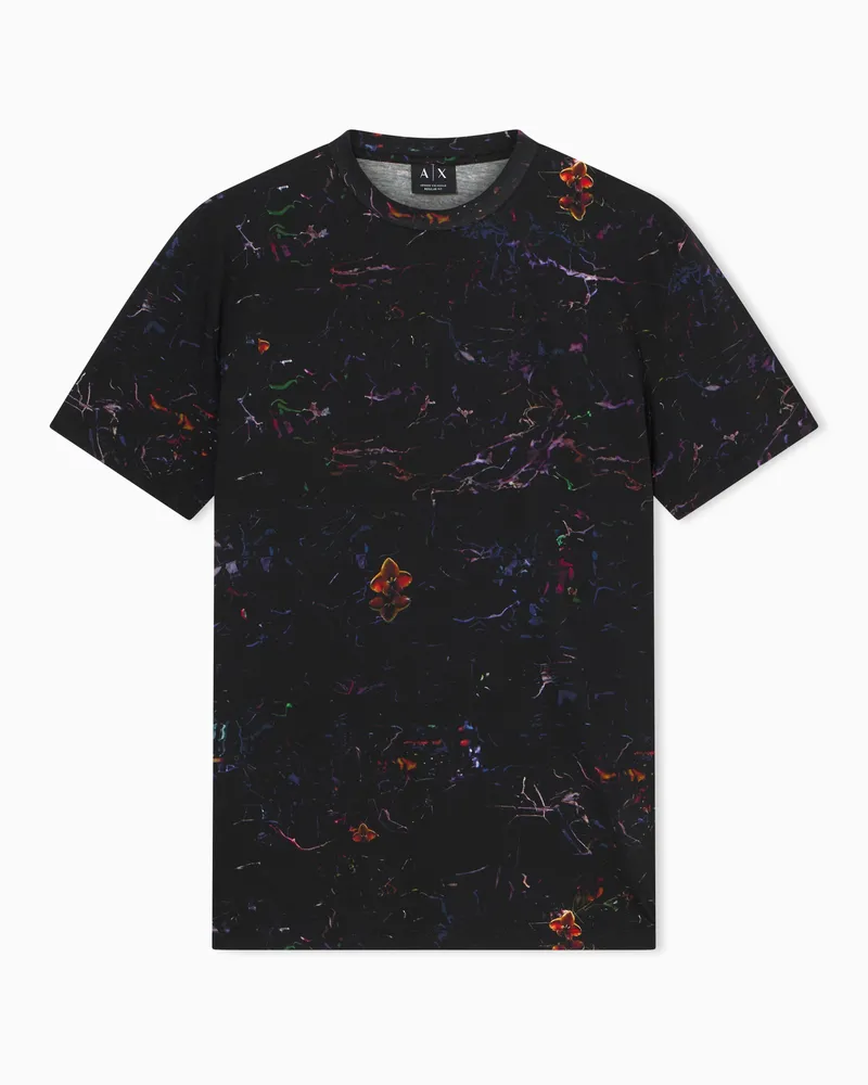 Armani Exchange Regular Fit T-Shirt in Cotton Jersey Schwarz