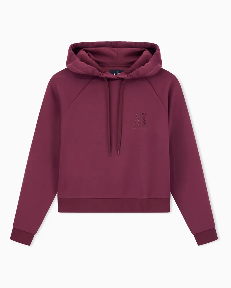 Armani Exchange Kapuzenpullover mit Glitzer-Logo Burgunderrot