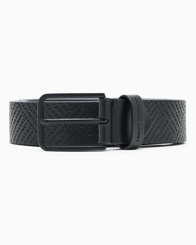 Armani Exchange Perforierter Ledergürtel Schwarz