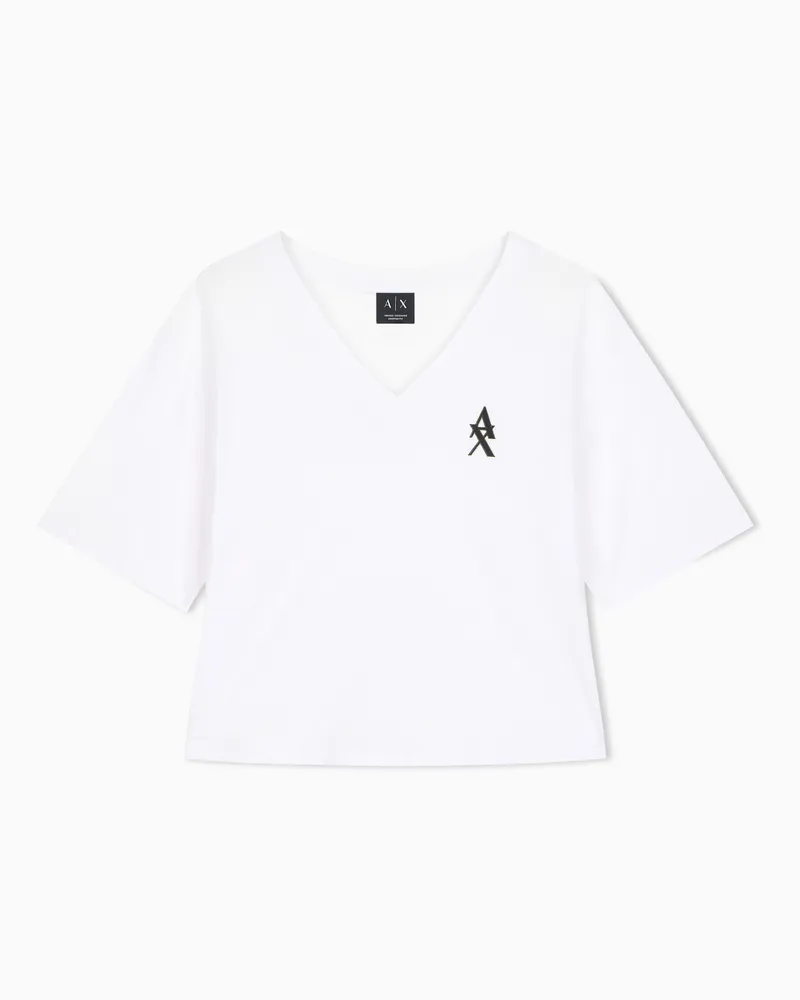 Armani Exchange T-Shirt Regular Fit aus Baumwolljersey Weiß