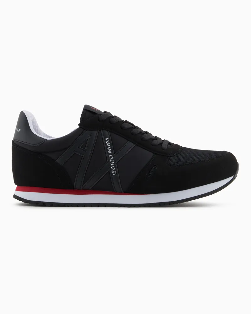 Armani Exchange Sneakers aus Öko-Wildleder, Mesh und Nylon Schwarz