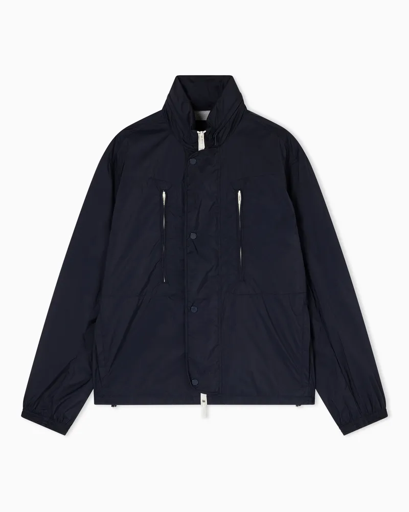 Armani Exchange Technical Blouson in Lightweight Nylon with Design Marineblau