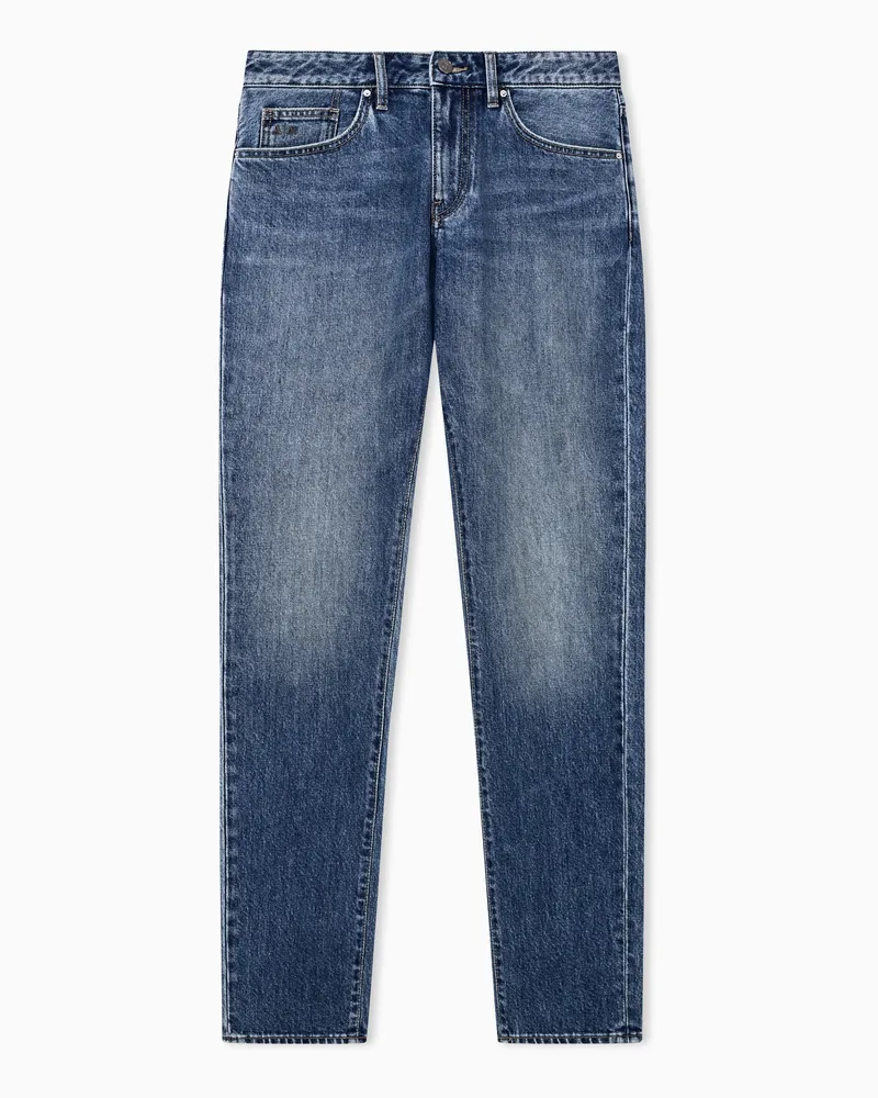 Armani Exchange Schmal geschnittene 5-Pocket-Jeans aus Comfort Denim Blau