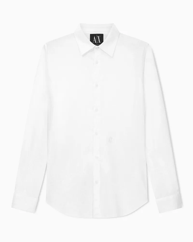 Armani Exchange Langärmliges Hemd aus Stretch-Baumwolle Weiß