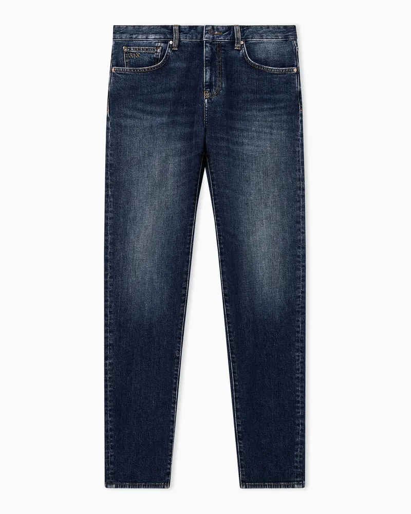 Armani Exchange Schmal geschnittene 5-Pocket-Jeans aus Stretch-Denim Blau