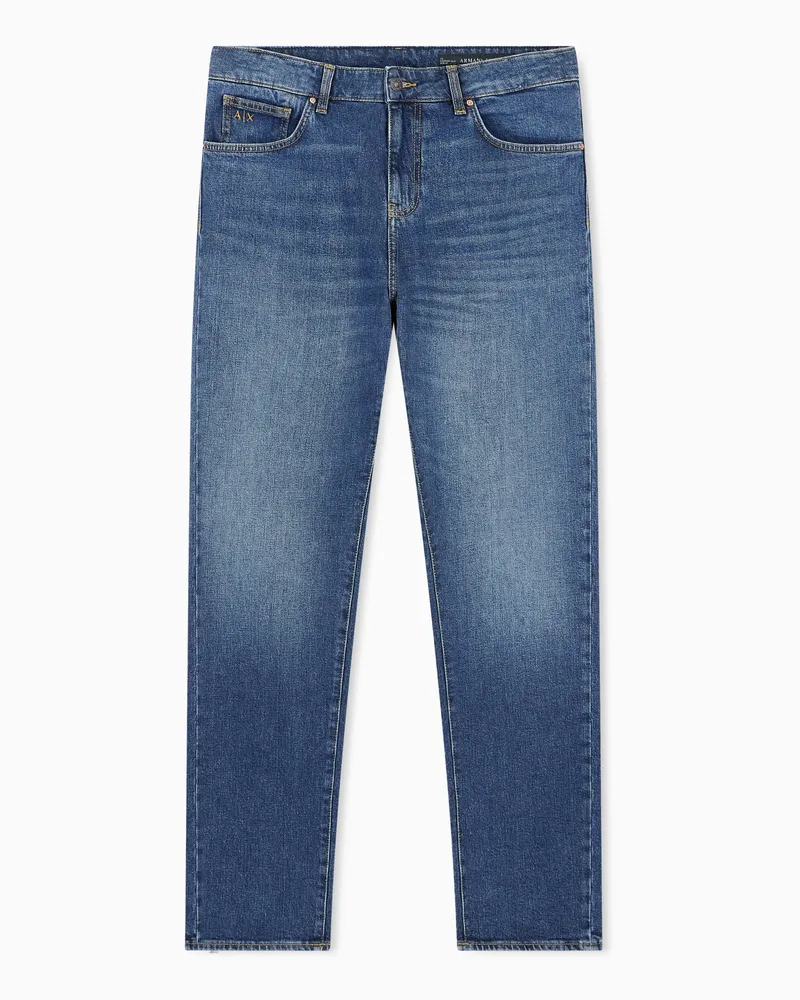 Armani Exchange Schmal geschnittene 5-Pocket-Jeans aus Stretch-Denim Blau