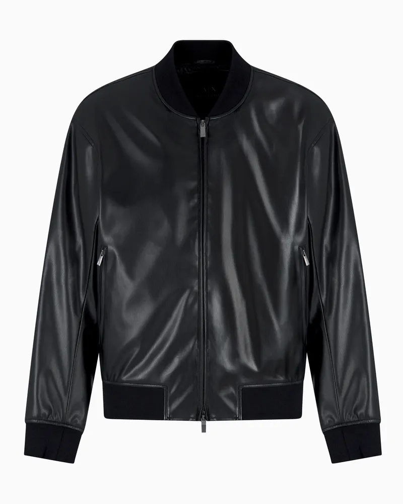 Armani Exchange Jacke aus glänzendem Kunstleder Schwarz